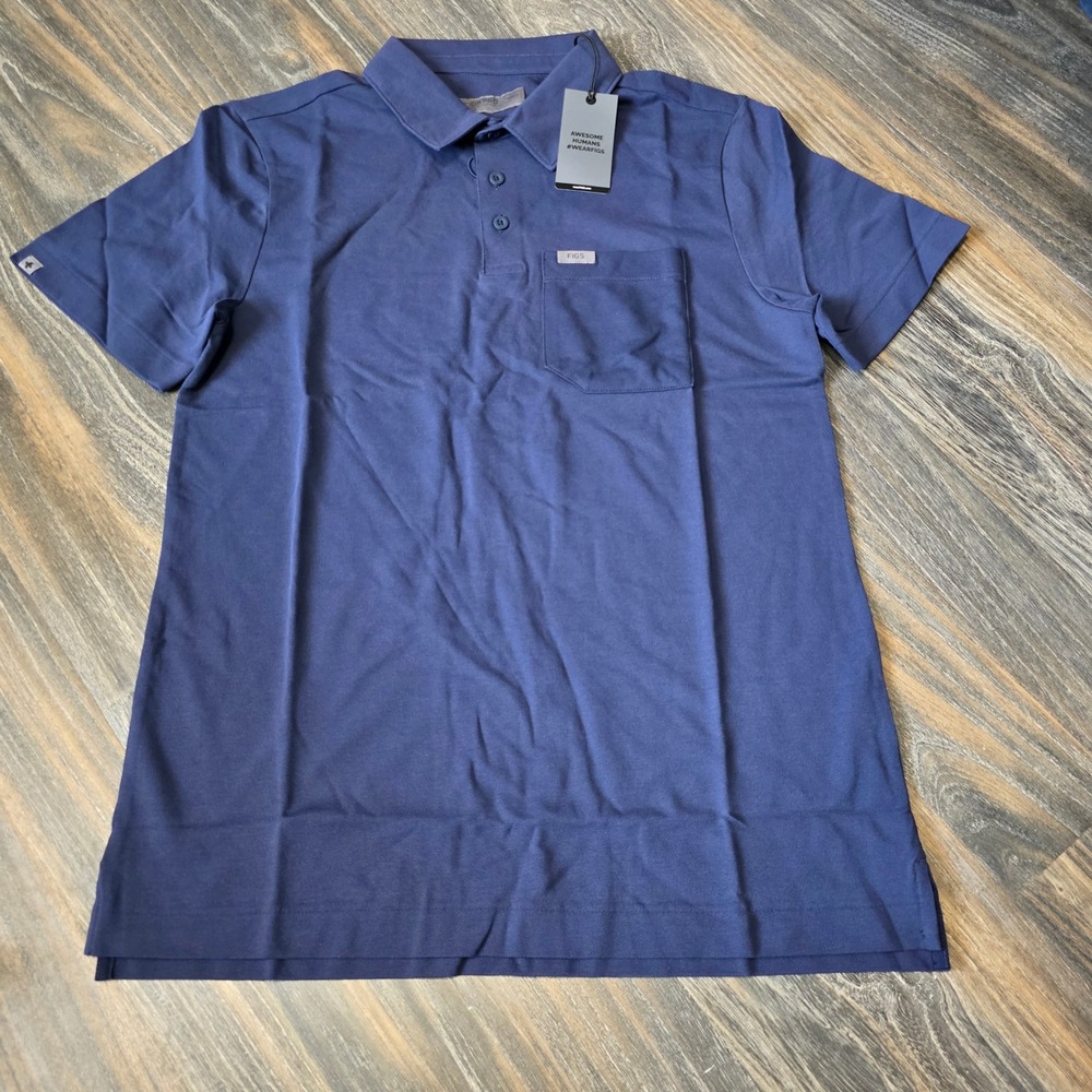 FIGS M Technical Pique Scrub Polo Navy Blue M22WW1004 Mens Small NWT